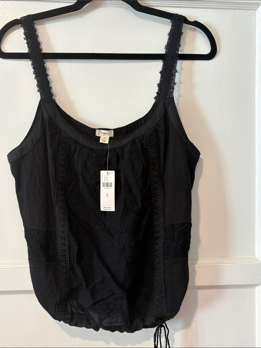 Tiny Black Lace-Trim Camisole Tank